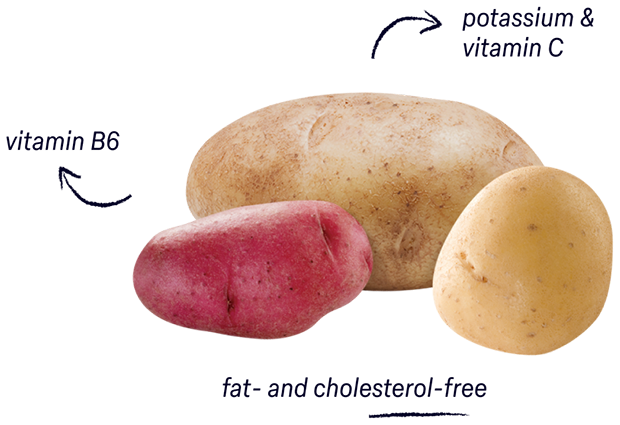 Potato nutrition diagram with arrow labels