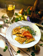 Grated Zucchini - Idaho® Potato Pancakes with Smoked Salmon and Apricot - Horseradish Sauce