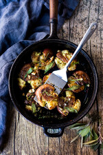 Smashed Garlic Potatoes with Rosemary