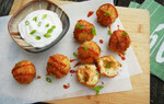 Chicken Stuffed Potato Puffs with Honey Chipotle Drizzle 