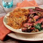 Cheddar Bacon Potato Cakes with Cervesa Lime Skirt Steak