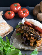 Potato Cajun Fry Vegan Po' Boy with Mushroom Gravy