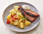 Warm German Idaho® Potato Salad with Smoked Brisket