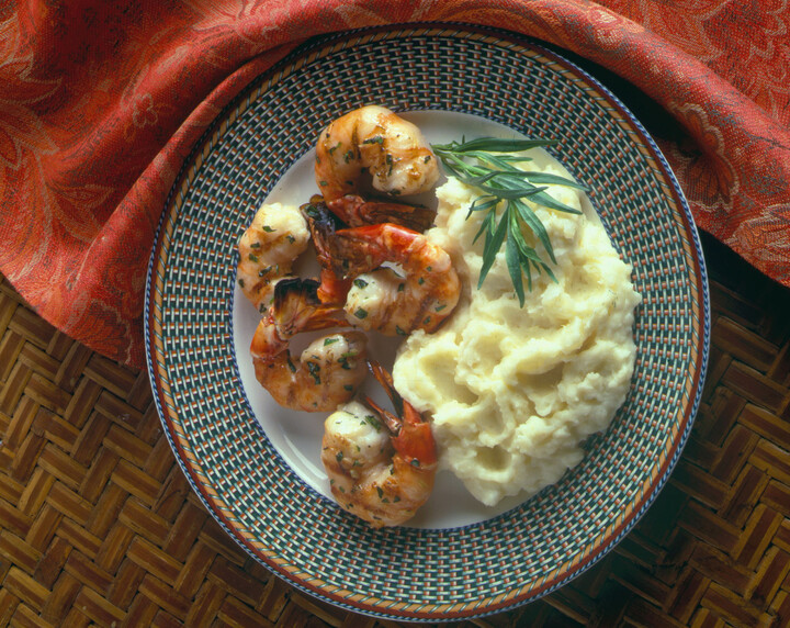 Garlic Mashed Potatoes and Grilled Garlic Shrimp