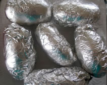 foil wrapped baked potato