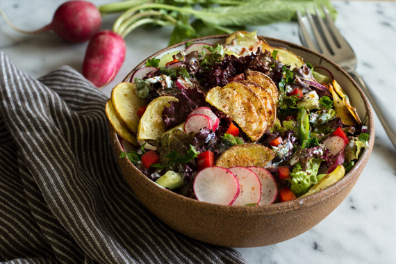 Fattoush Salad with Roasted Potatoes